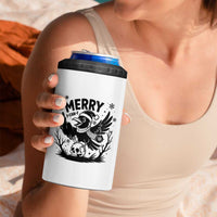 Merry F Caw F Christmas Raven 4 in 1 Can Cooler Tumbler Funny Holiday Gift - Wonder Print Shop