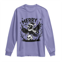 Merry F Caw F Christmas Raven Long Sleeve Shirt Funny Holiday Gift - Wonder Print Shop