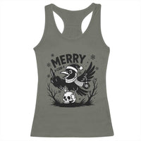 Merry F Caw F Christmas Raven Racerback Tank Top Funny Holiday Gift - Wonder Print Shop