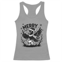 Merry F Caw F Christmas Raven Racerback Tank Top Funny Holiday Gift - Wonder Print Shop