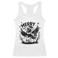 Merry F Caw F Christmas Raven Racerback Tank Top Funny Holiday Gift - Wonder Print Shop