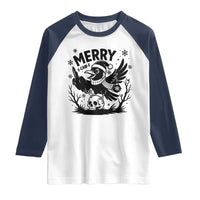 Merry F Caw F Christmas Raven Raglan Shirt Funny Holiday Gift - Wonder Print Shop