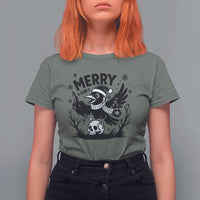 Merry F Caw F Christmas Raven T Shirt For Women Funny Holiday Gift - Wonder Print Shop