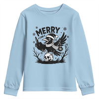 Merry F Caw F Christmas Raven Youth Sweatshirt Funny Holiday Gift - Wonder Print Shop