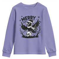 Merry F Caw F Christmas Raven Youth Sweatshirt Funny Holiday Gift - Wonder Print Shop