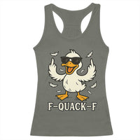 Funny F Quack F Silly Duck Sarcastic Joke Gift Racerback Tank Top - Wonder Print Shop