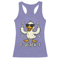 Funny F Quack F Silly Duck Sarcastic Joke Gift Racerback Tank Top - Wonder Print Shop