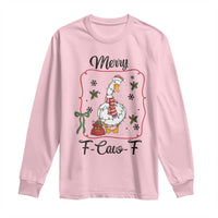 Merry F Caw F Duck Sarcastic Joke Gift Long Sleeve Shirt Funny Christmas Gift - Wonder Print Shop