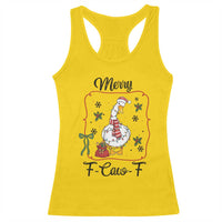 Merry F Caw F Duck Sarcastic Joke Gift Racerback Tank Top Funny Christmas Gift - Wonder Print Shop