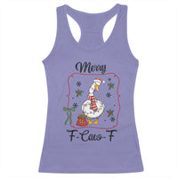 Merry F Caw F Duck Sarcastic Joke Gift Racerback Tank Top Funny Christmas Gift - Wonder Print Shop