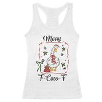 Merry F Caw F Duck Sarcastic Joke Gift Racerback Tank Top Funny Christmas Gift - Wonder Print Shop