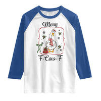 Merry F Caw F Duck Sarcastic Joke Gift Raglan Shirt Funny Christmas Gift - Wonder Print Shop