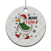 Merry F Caw F Duck Lover Ceramic Ornament Funny Xmas Gift - Wonder Print Shop