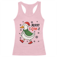 Merry F Caw F Duck Lover Racerback Tank Top Funny Christmas Gift - Wonder Print Shop