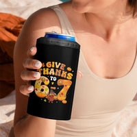 Give Thanks To 67 4 in 1 Can Cooler Tumbler Funny Brainrot Six Seven Meme Thanksgiving Gift - Wonder Print Shop