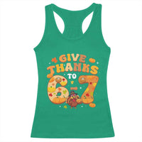 Give Thanks To 67 Racerback Tank Top Funny Brainrot Six Seven Meme Thanksgiving Gift - Wonder Print Shop