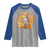 Give Thanks To 67 Raglan Shirt Funny Brainrot Six Seven Meme Thanksgiving Gift - Wonder Print Shop