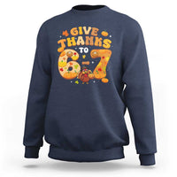 Give Thanks To 67 Sweatshirt Funny Brainrot Six Seven Meme Thanksgiving Gift - Wonder Print Shop