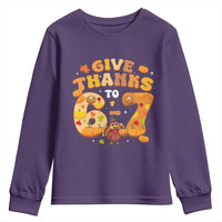 Give Thanks To 67 Youth Sweatshirt Funny Brainrot Six Seven Meme Thanksgiving Gift - Wonder Print Shop