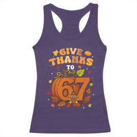 Thanksgiving Give Thanks To 67 Racerback Tank Top Funny Brainrot Meme Gift - Wonder Print Shop