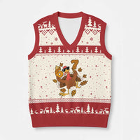Trending Six Seven Meme Turkey V-Neck Knit Sweater Vest Funny Thanksgiving Gift - Wonder Print Shop