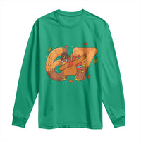Thanksgiving Turkey Dabbing Long Sleeve Shirt Six Seven Meme Trending Gift - Wonder Print Shop