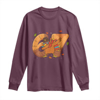 Thanksgiving Turkey Dabbing Long Sleeve Shirt Six Seven Meme Trending Gift - Wonder Print Shop