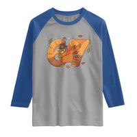 Thanksgiving Turkey Dabbing Raglan Shirt Six Seven Meme Trending Gift - Wonder Print Shop