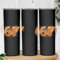 Thanksgiving Turkey Dabbing Skinny Tumbler Six Seven Meme Trending Gift - Wonder Print Shop