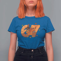 Thanksgiving Turkey Dabbing T Shirt For Women Six Seven Meme Trending Gift - Wonder Print Shop