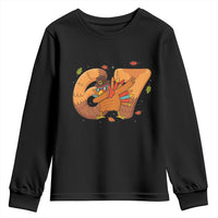 Thanksgiving Turkey Dabbing Youth Sweatshirt Six Seven Meme Trending Gift - Wonder Print Shop