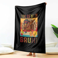Six Seven Meme Turkey Dabbing Throw Blanket Funny Thanksgiving Gift - Wonder Print Shop