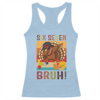 Six Seven Meme Turkey Dabbing Racerback Tank Top Funny Thanksgiving Gift - Wonder Print Shop