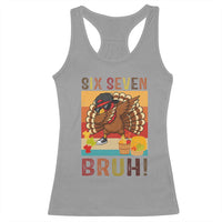 Six Seven Meme Turkey Dabbing Racerback Tank Top Funny Thanksgiving Gift - Wonder Print Shop