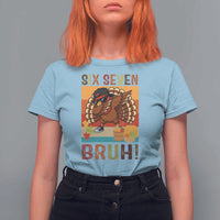 Six Seven Meme Turkey Dabbing T Shirt For Women Funny Thanksgiving Gift - Wonder Print Shop