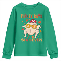 Turkey Says Six Seven Youth Sweatshirt Funny Thanksgiving Meme Gift - Wonder Print Shop