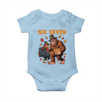 Six Seven Meme Bigfoot And Turkey Baby Onesie Funny Thanksgiving Gift - Wonder Print Shop
