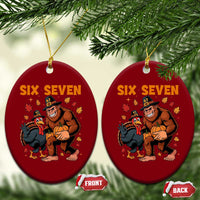 Six Seven Meme Bigfoot And Turkey Ceramic Ornament Funny Thanksgiving Gift - Wonder Print Shop