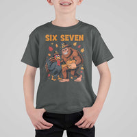 Six Seven Meme Bigfoot And Turkey T Shirt For Kid Funny Thanksgiving Gift - Wonder Print Shop