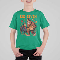 Six Seven Meme Bigfoot And Turkey T Shirt For Kid Funny Thanksgiving Gift - Wonder Print Shop