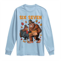 Six Seven Meme Bigfoot And Turkey Long Sleeve Shirt Funny Thanksgiving Gift - Wonder Print Shop