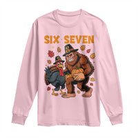 Six Seven Meme Bigfoot And Turkey Long Sleeve Shirt Funny Thanksgiving Gift - Wonder Print Shop