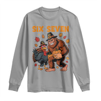 Six Seven Meme Bigfoot And Turkey Long Sleeve Shirt Funny Thanksgiving Gift - Wonder Print Shop
