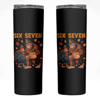 Six Seven Meme Bigfoot And Turkey Skinny Tumbler Funny Thanksgiving Gift - Wonder Print Shop