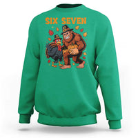 Six Seven Meme Bigfoot And Turkey Sweatshirt Funny Thanksgiving Gift - Wonder Print Shop