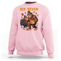 Six Seven Meme Bigfoot And Turkey Sweatshirt Funny Thanksgiving Gift - Wonder Print Shop