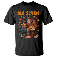 Six Seven Meme Bigfoot And Turkey T Shirt Funny Thanksgiving Gift - Wonder Print Shop