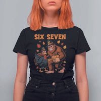 Six Seven Meme Bigfoot And Turkey T Shirt For Women Funny Thanksgiving Gift - Wonder Print Shop