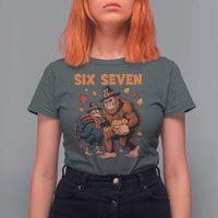 Six Seven Meme Bigfoot And Turkey T Shirt For Women Funny Thanksgiving Gift - Wonder Print Shop