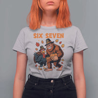 Six Seven Meme Bigfoot And Turkey T Shirt For Women Funny Thanksgiving Gift - Wonder Print Shop